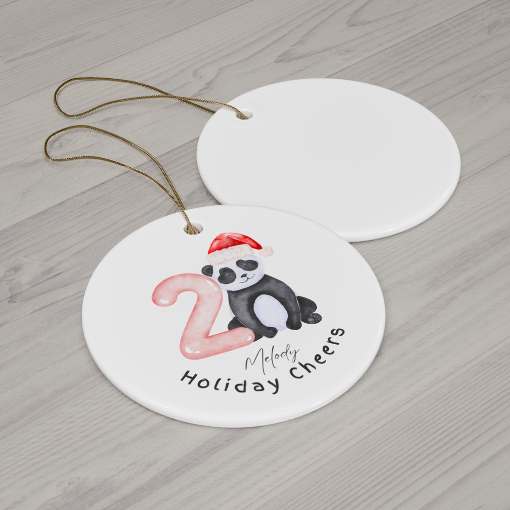 Ceramic Holiday Ornament 2 - Cute Panda Design, Christmas Decor, Festive Gift, Personalized Keepsake, Tree Decoration