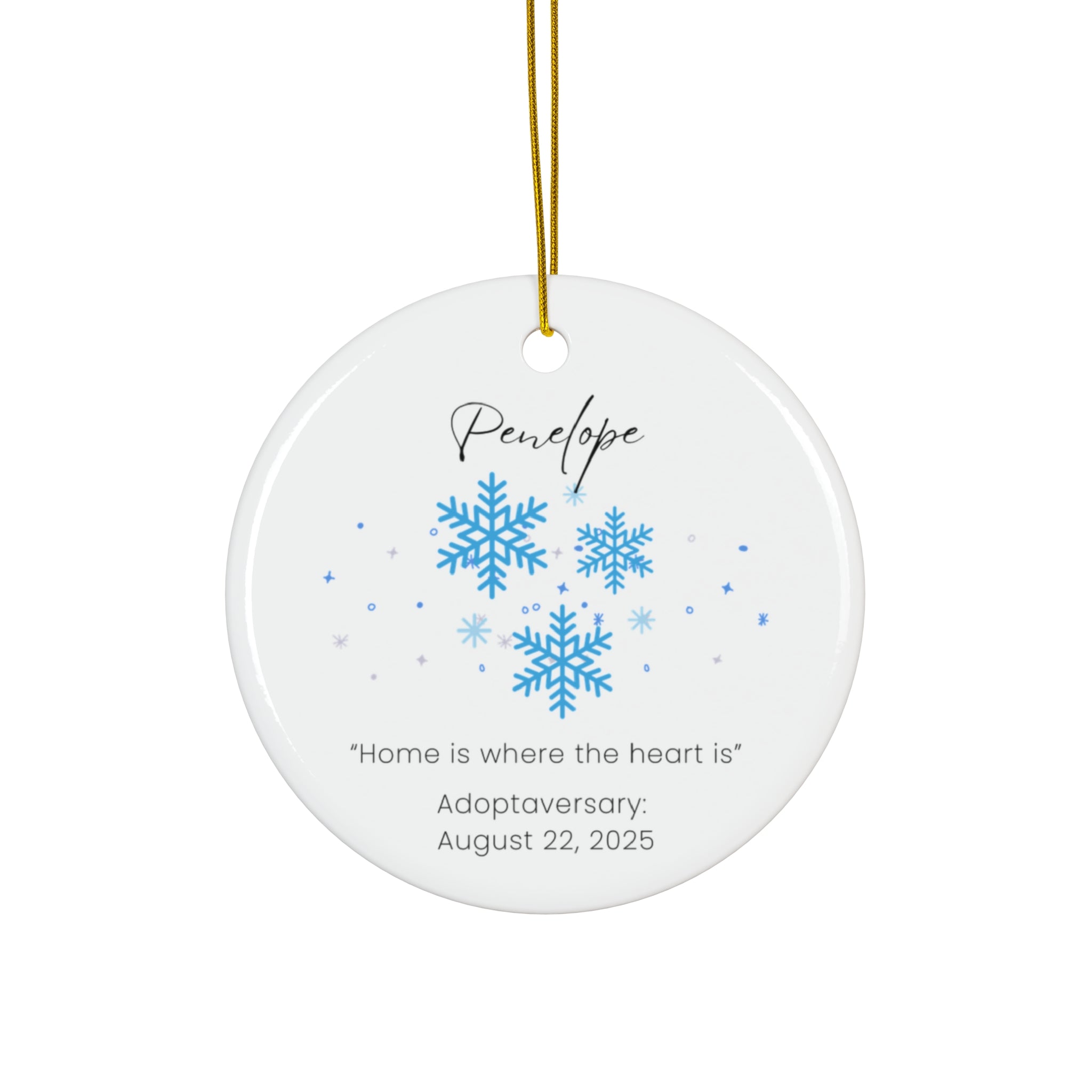 Personalized Snowflakes Ceramic Ornament, Custom Holiday Decor, Gift for Families, Adoption Celebration, Tree Decoration, Keepsake Memory
