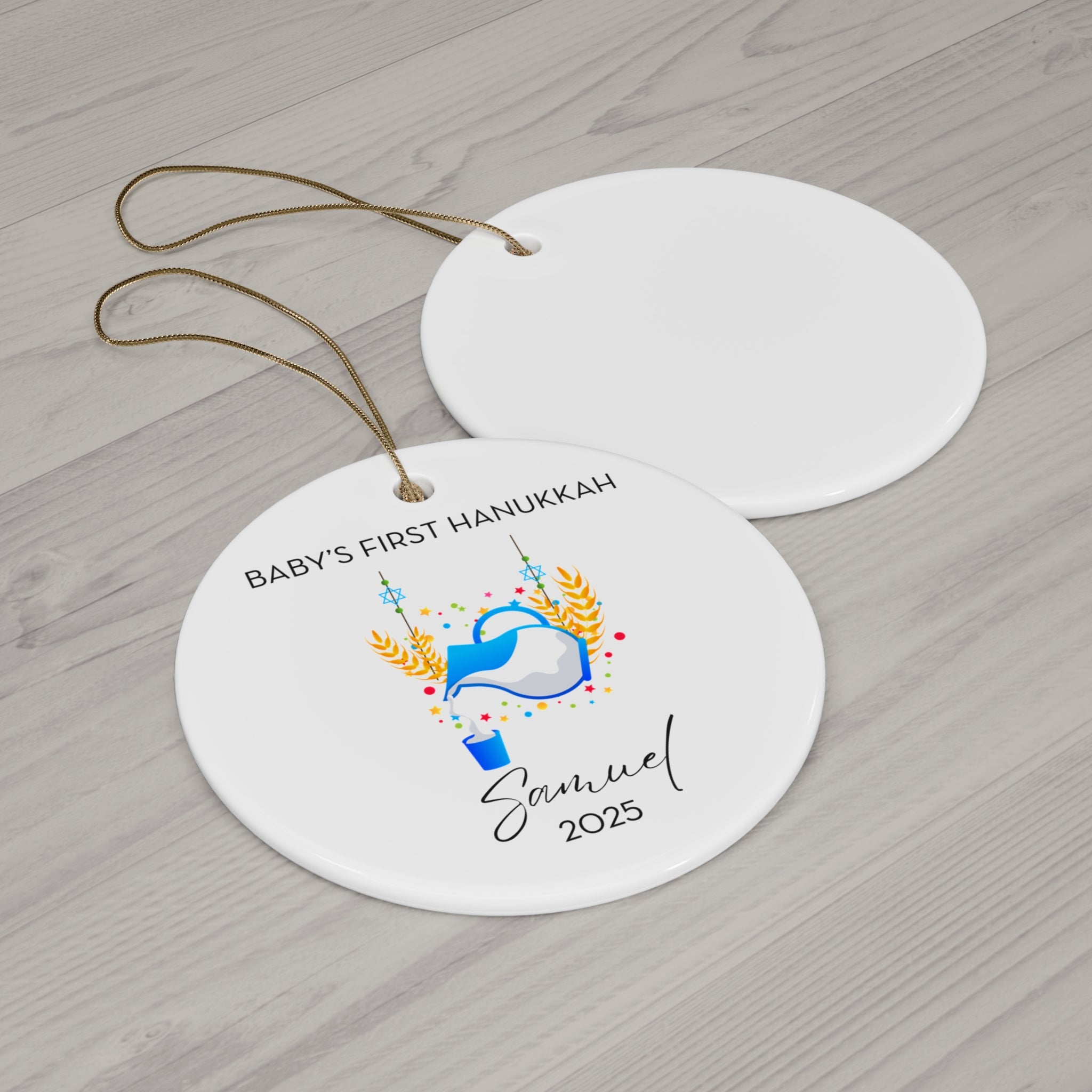 Personalized Hanukkah Drink Ornament, Baby's First Hanukkah Decoration, Jewish Holiday Keepsake, Festive Gift, Family Tradition