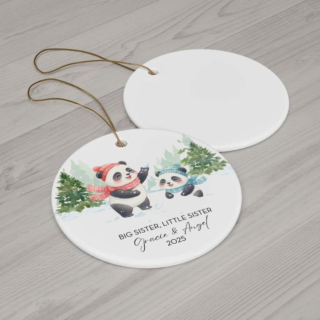 Big Sister Little Sister Ceramic Ornament Panda Christmas Tree Decoration