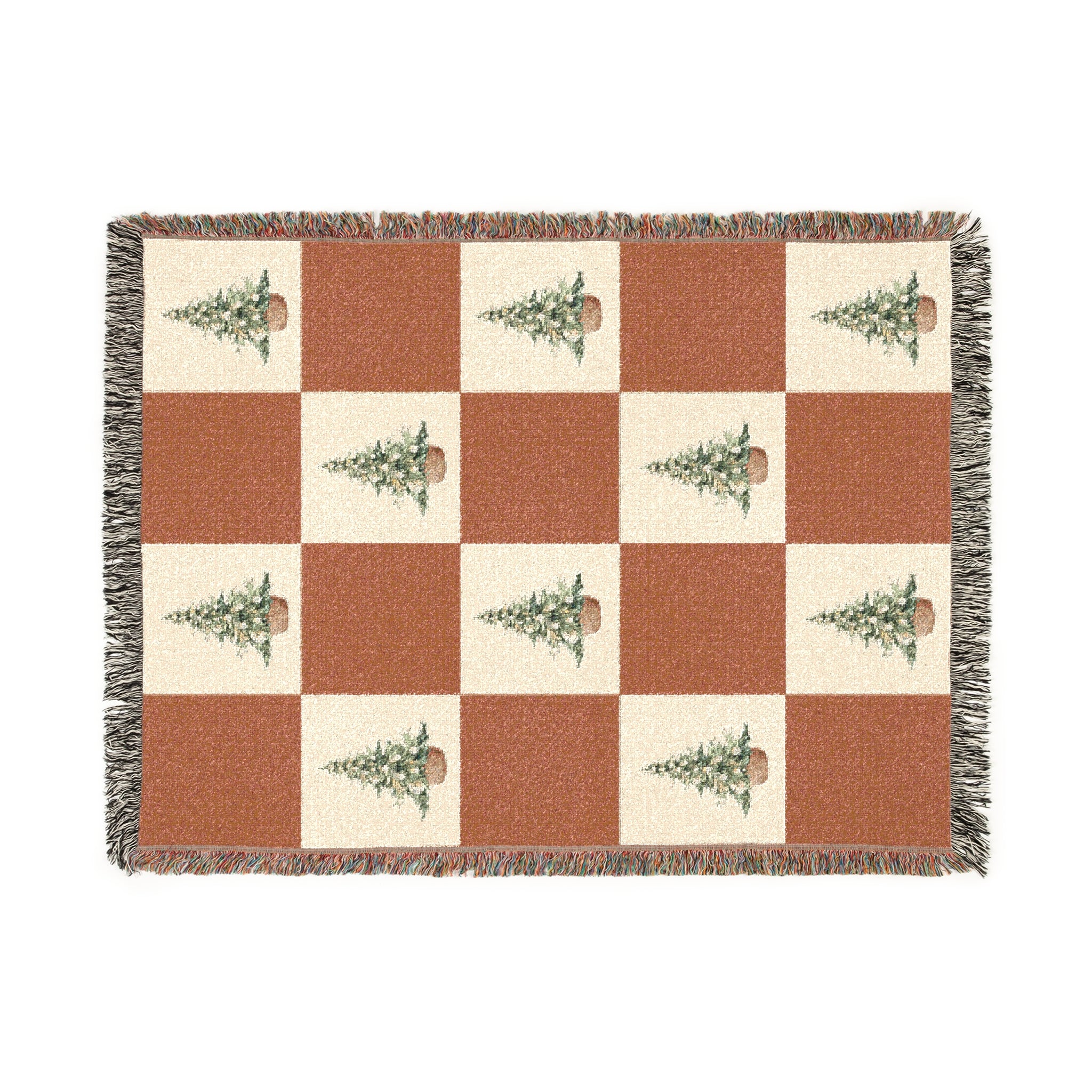 Cozy Woven Christmas Tree Blanket for Home Decor, Winter Christmas Tree Throws, Vintage Christmas Tree Art, Gift for Cozy Nights, Christmas Decor