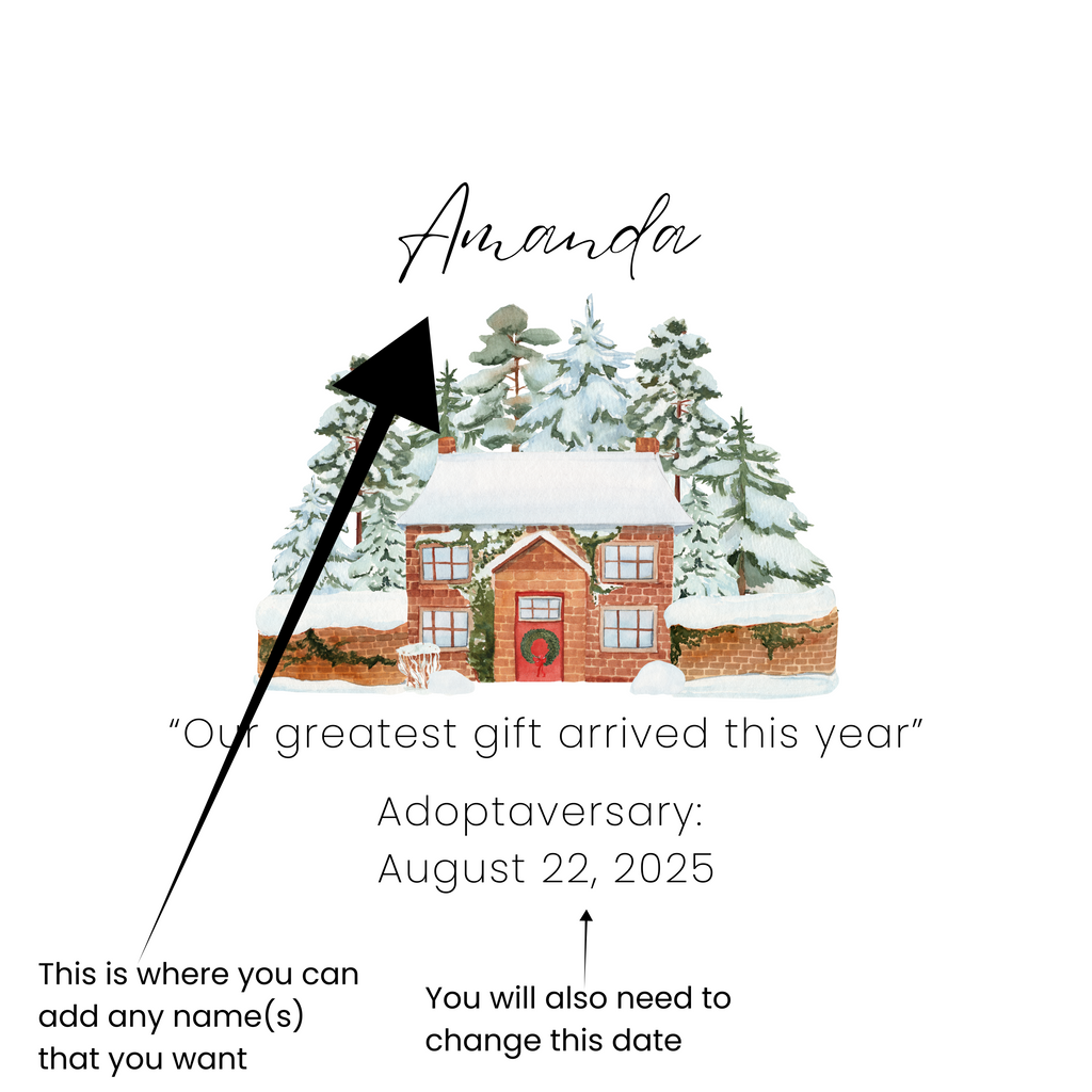 Personalized Gift Ceramic Ornament, Custom Holiday Decor, Gift for Families, Adoption Celebration, Tree Decoration, Keepsake Memory