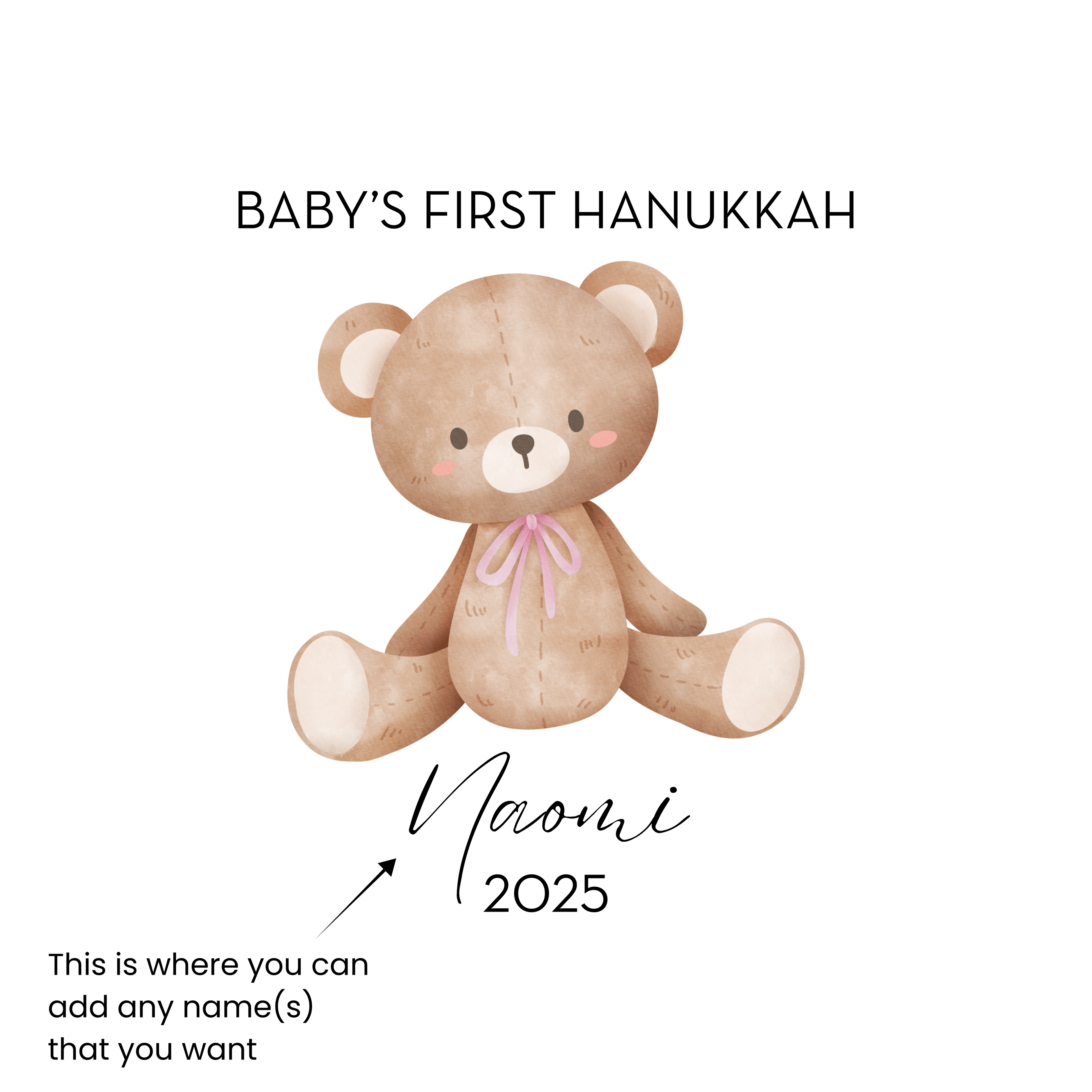 Personalized Teddy Bear Hanukkah Ornament, Baby's First Hanukkah Decoration, Jewish Holiday Keepsake, Festive Gift, Family Tradition